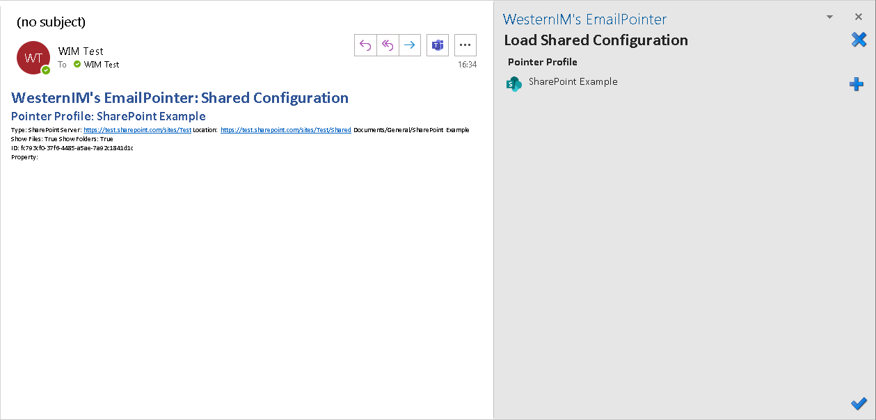 A single new SharePoint Pointer Profile has been shared.
